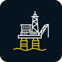 Drilling Rig Line Red Circle Icon vector