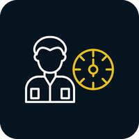 Working Hours Line Red Circle Icon vector