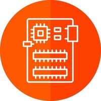 Circuit Board Line Red Circle Icon vector