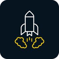 Rocket Launch Line Red Circle Icon vector