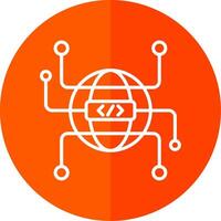 Globe Grid Line Red Circle Icon vector
