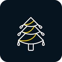 Christmas Tree Line Red Circle Icon vector
