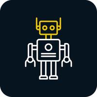 Robot Line Red Circle Icon vector