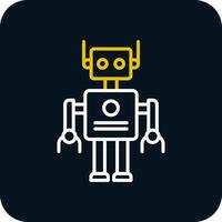 Robot Line Red Circle Icon vector