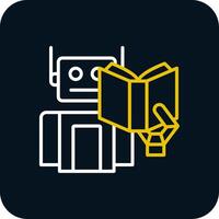 Robot Line Red Circle Icon vector