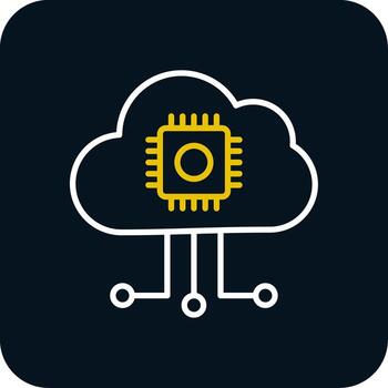 Cloud Computing Line Red Circle Icon vector