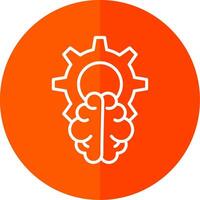 Brain Line Red Circle Icon vector