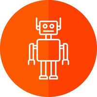 Robot Line Red Circle Icon vector