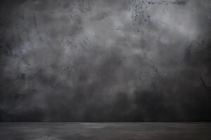 Abstract black 3d solid background with fog photo