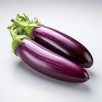 Two eggplant on white background. Clipping path included photo