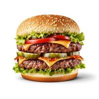 Fresh tasty burger isolated on white background photo