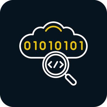 nube codificación línea rojo circulo icono vector