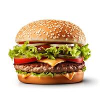 Fresh tasty burger isolated on white background photo