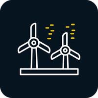 Wind Turbine Line Red Circle Icon vector