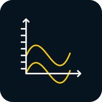 Wave Chart Line Red Circle Icon vector