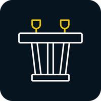 Dining Table Line Red Circle Icon vector
