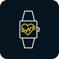 Fitness Watch Line Red Circle Icon vector
