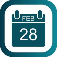 February Glyph Gradient Corner Icon vector