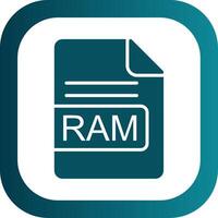 RAM archivo formato glifo degradado esquina icono vector