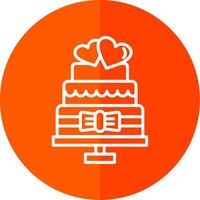 Wedding Cake Line Red Circle Icon vector