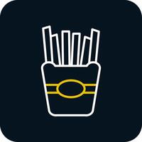 French Fries Line Red Circle Icon vector