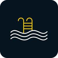 Swimming Pool Line Red Circle Icon vector
