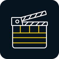 Clapperboard Line Red Circle Icon vector