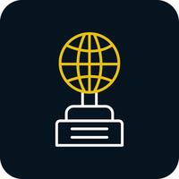Globe Line Red Circle Icon vector