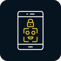 Facial Recognition Line Red Circle Icon vector
