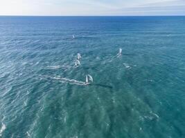 Sailboat at aerial, Olympic Park, Fisht stadium, Russia Sochi photo