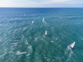 Sailboat at aerial, Olympic Park, Fisht stadium, Russia Sochi photo