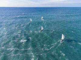 Sailboat at aerial, Olympic Park, Fisht stadium, Russia Sochi photo