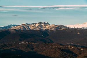 Mount Akhun tower offers stunning views of mountains and autumn landscape. photo