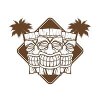 Tiki summer logo drawing template vector