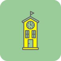 Clock Tower Filled Yellow Icon vector