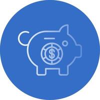 cerdito banco plano burbuja icono vector