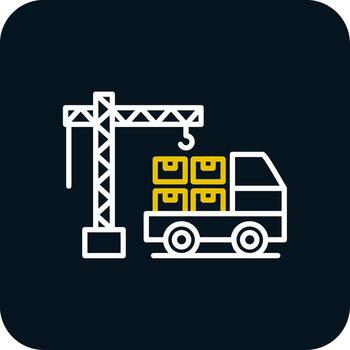 Loader Work Line Red Circle Icon vector