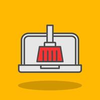 System Cleaner Filled Shadow Icon vector