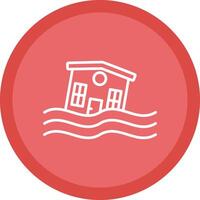 Flooded House Line Multi Circle Icon vector