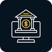 OnLine Red Circle Banking Line Red Circle Icon vector