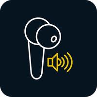 Earbuds Line Red Circle Icon vector