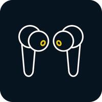 Earbuds Line Red Circle Icon vector