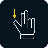 Two Fingers Drag Down Line Red Circle Icon vector