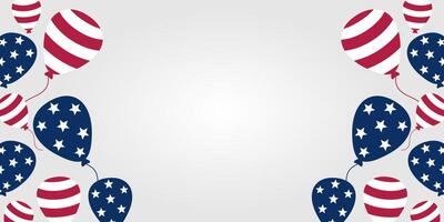 American national holiday background with US flag and balloon ornaments. design for banner, greeting card, invitation, social media, web. free copy space area vector