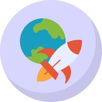 Rocket Ship Flat Bubble Icon vector