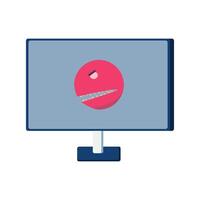 illustration of a virus that attacks a computer with a virus displayed on the screen. display of a virus that attacks a computer. vector