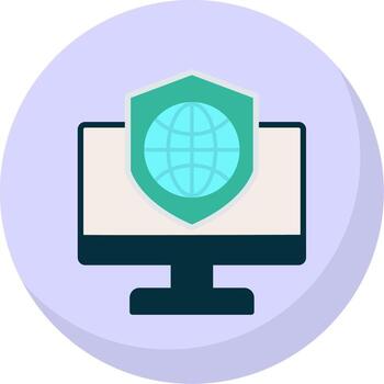 Security Computer Connect Flat Bubble Icon vector