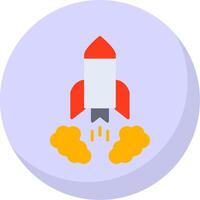 Rocket Launch Flat Bubble Icon vector