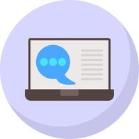 Laptop Info Chat Flat Bubble Icon vector