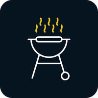 BBQ Grill Line Red Circle Icon vector